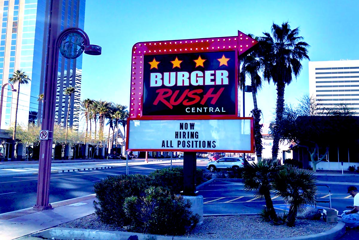 Burger Rush Pole Sign  by Total Signs Phoenix AZ Call 602-799-1003