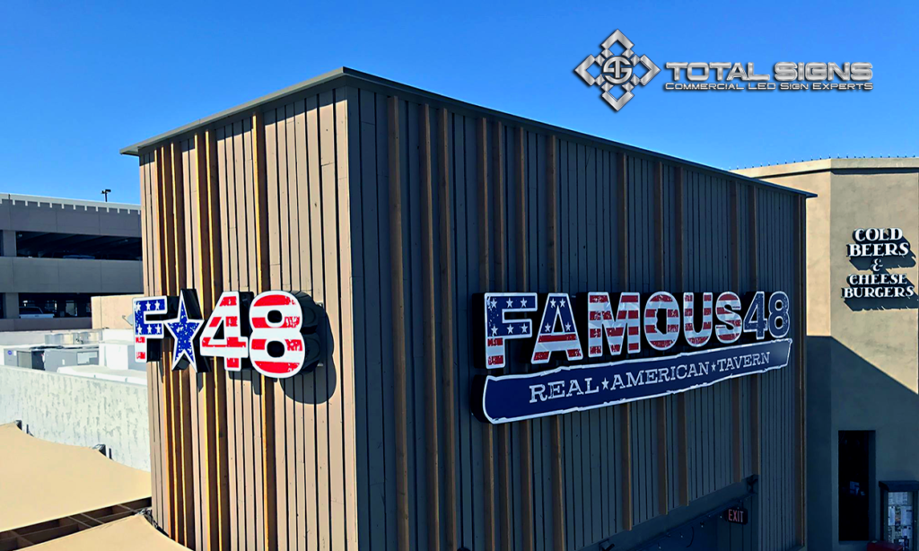 Famous 48 Monument Sign 2 Scottsdale AZ Custom Lighted Sign 1 Design & Installation by Total Signs Phoenix AZ Call 602-799-1003